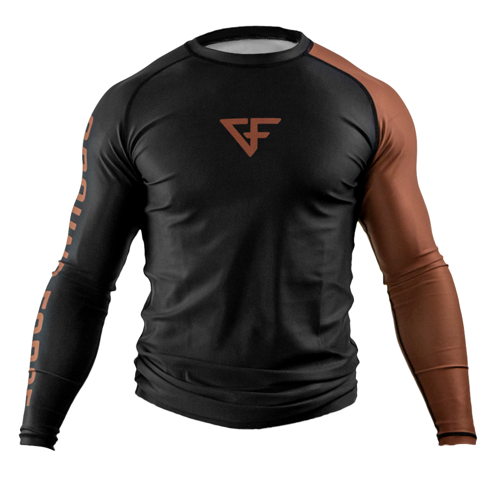 Rank Rash Guard Long Sleeve Brown